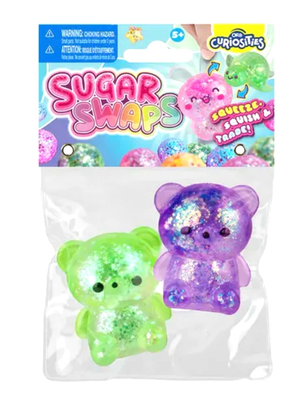 Sugar Swaps Twinsies Glitter Bears Squishy Duo - Purple & Green *NEW*